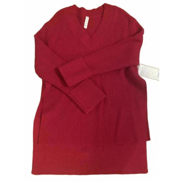 NWT Athleta Ribbed V-Neck Sweater - Shasta Neck Design - Picture 3 of 8